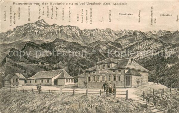 Urnaesch AR Gasthaus Hochalp mit Churfirsten und Gl
