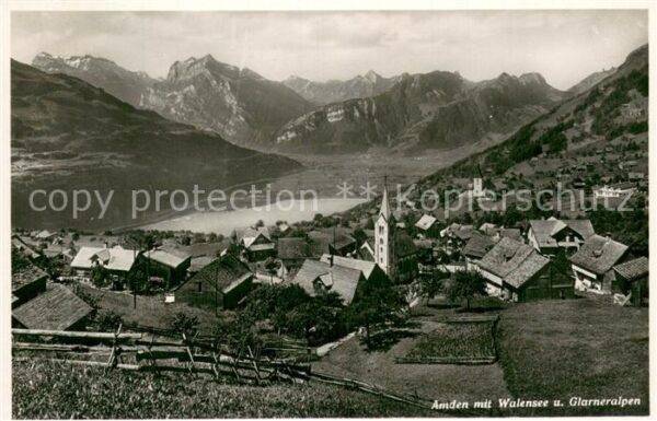 Amden SG Panorama mit Walensee und Glarneralpen