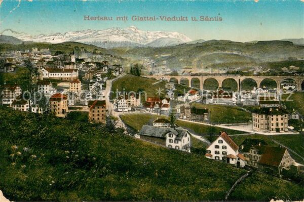 Herisau AR Panorama mit Glattal Viadukt und Säntis