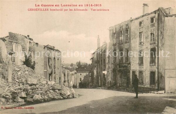 Gerbeviller la Martyre bombarde par les Allemands Vue interieu