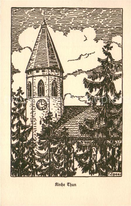 Thun BE Kirche Zeichnung