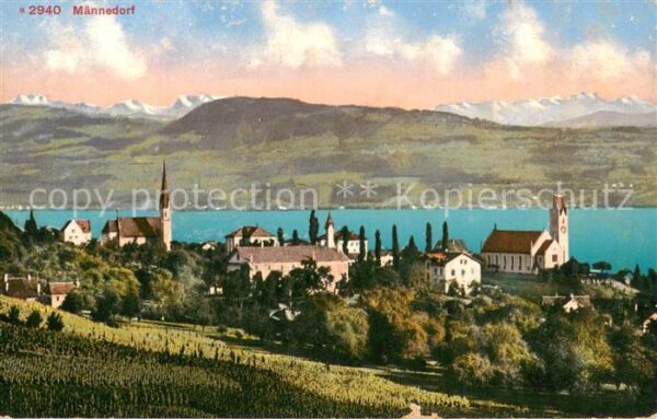 Maennedorf Panorama mit Kirchen