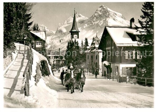 Arosa GR Dorfpartie mit Pferdeschlitten