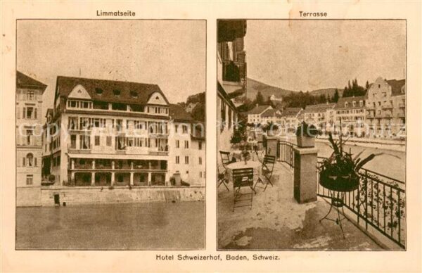 Baden  AG Hotel Schweizerhof Limmatseite Terrasse