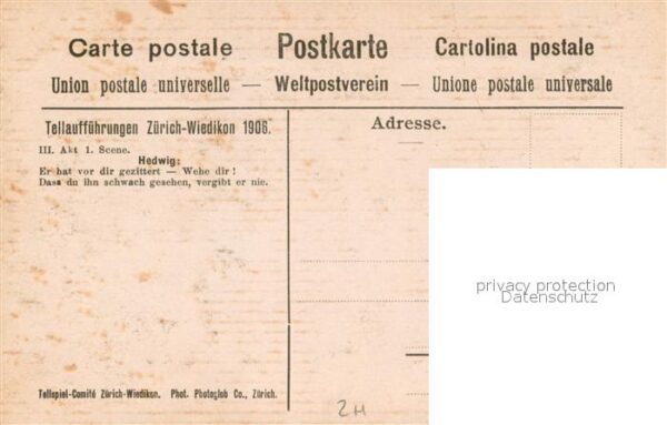 Wiedikon Tellaufführungen 1906 Zürich Wiedikon – Bild 2