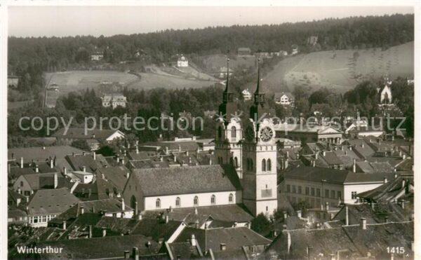 Winterthur  ZH Ortsansicht mit Kirche