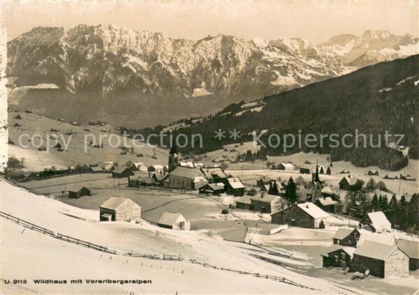 Wildhaus  SG Winterpanorama mit Vorarlberger Alpen