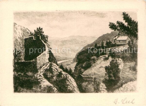 Bad Ragaz Ragatz Ruine und Kapelle Wartenstein mit Rhein