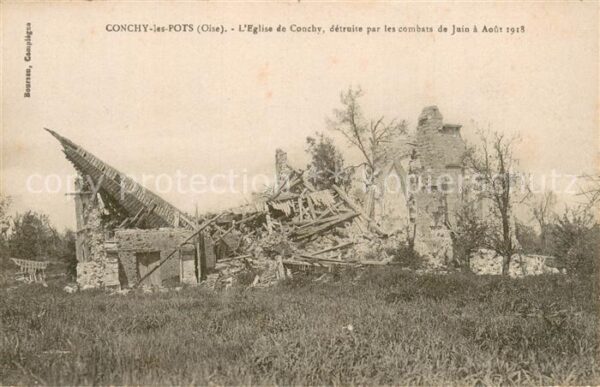 Conchy-les-Pots 60 Eglise de Conchy detruite par les comba