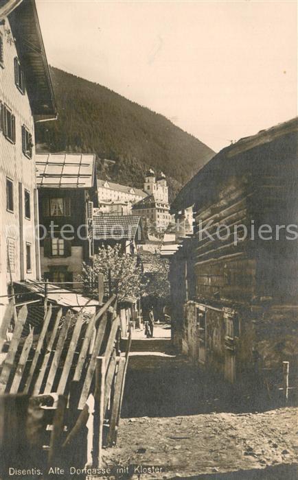 Disentis GR Alte Dorfgasse mit Kloster