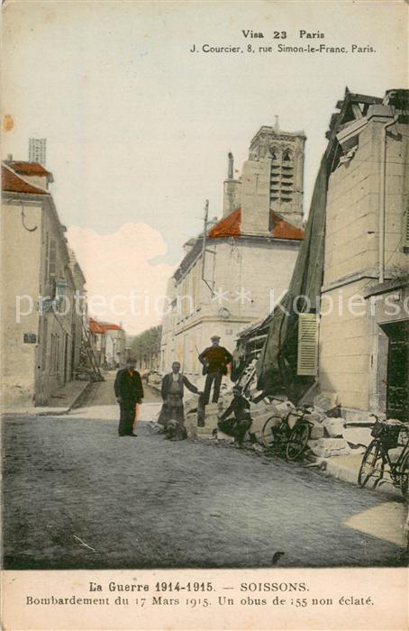 Soissons 02 Aisne Bombardementdu 17 Mars 1915 Un obus de