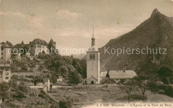 Gruyeres  Gruyere FR Eglise et la Dent de Broc