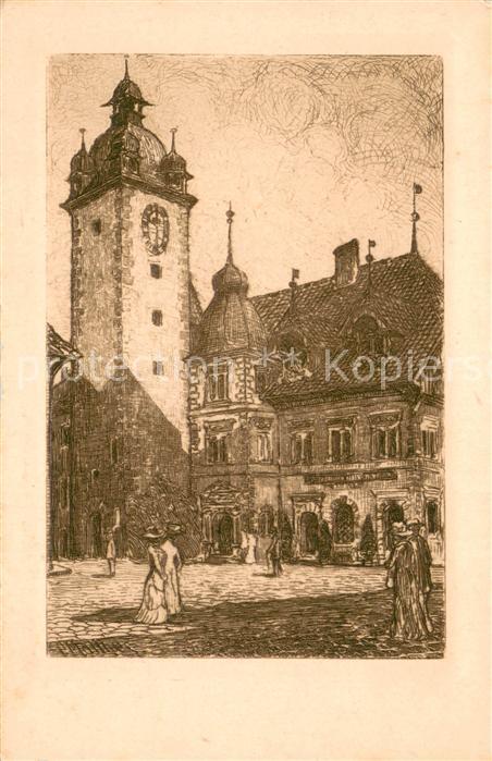 Luzern  LU Kornmarkt mit altem Rathaus Zeichnung