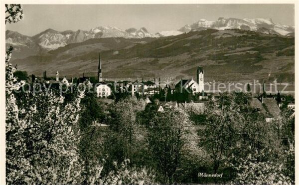 Maennedorf ZH Teilansicht m. Bergpanorama