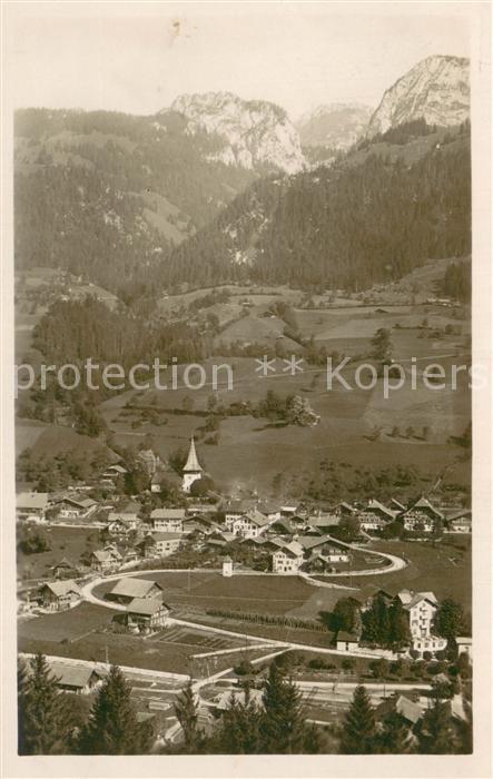 Erlenbach Simmental Gesamtansicht m. Berg-Panorama Feldpost