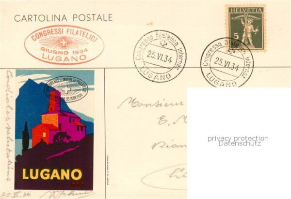 Lugano Lago di Lugano Congresso Filatelico Internazionale – Bild 2