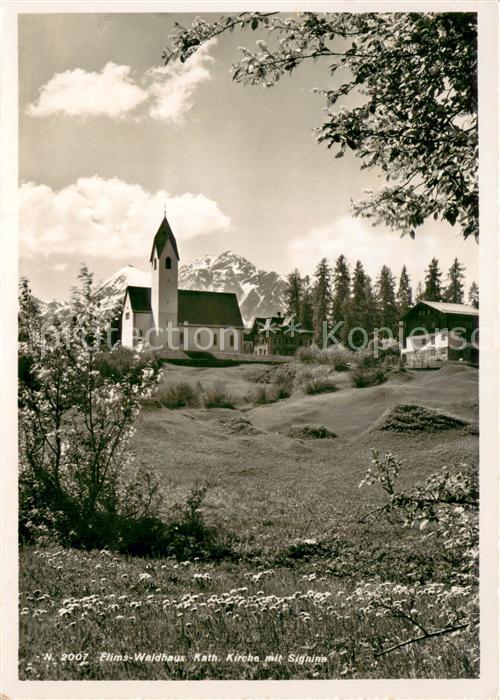 Flims Dorf Flims-Waldhaus Kath. Kirche m. Signina