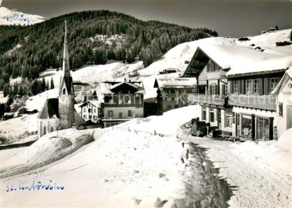 St Antoenien GR Dorfpartie im Schnee geg. d. Kreuz
