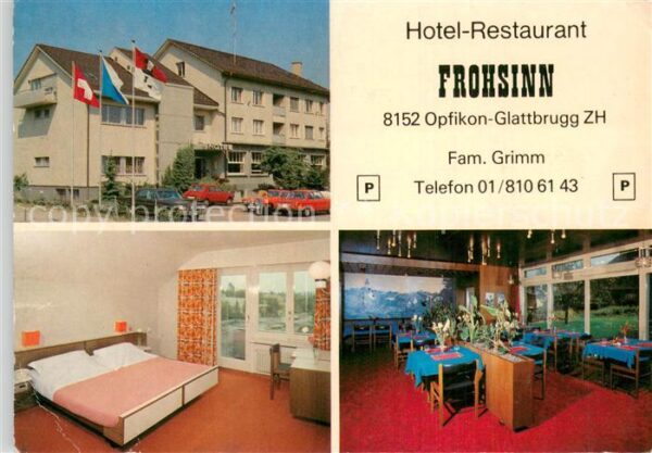 Opfikon-Glattbrugg Restaurant-Hotel Frohsinn Werbekarte