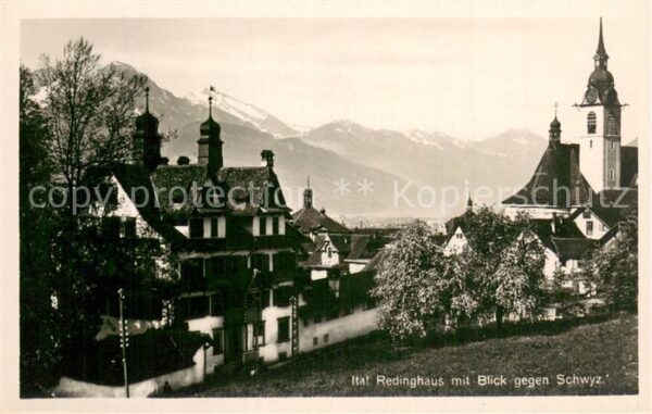 Schwyz SZ Ital Redinghaus mit Kirche