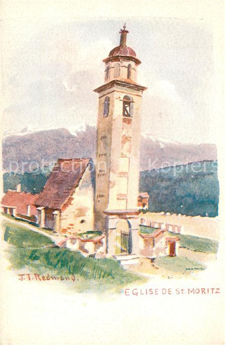 St Moritz GR Eglise Künstlerkarte