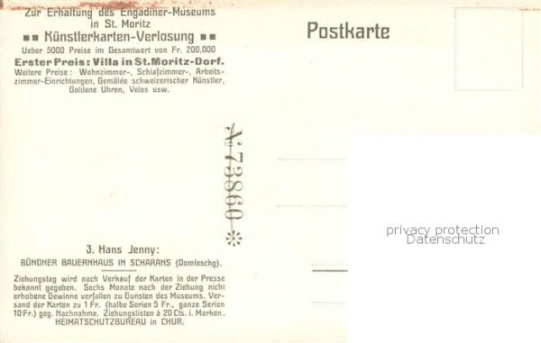 Scharans GR Bündner Bauernhaus Künstlerkarte – Bild 2
