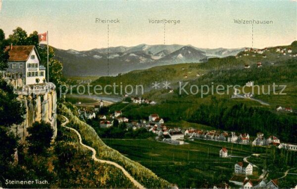 Thal Rheineck SG Steinerner Tisch mit Vorarlberge und Wa