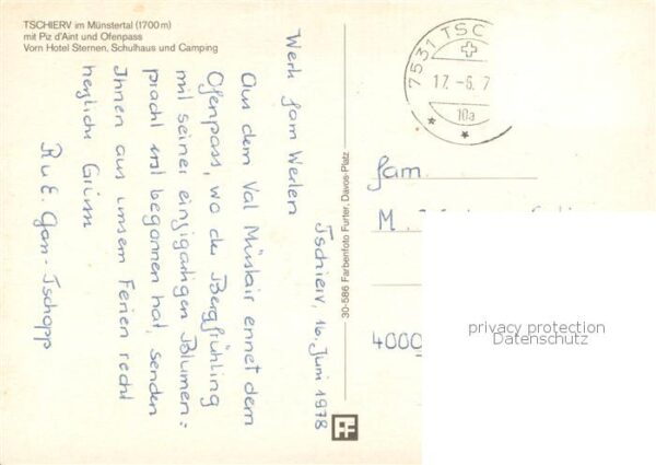 Tschierv Tschierf GR mit Piz d’Aint und Ofenpass Hotel Stern – Bild 2