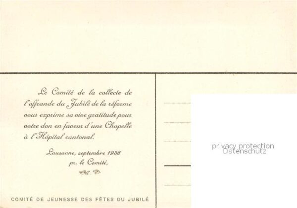 Lausanne VD Quatrième Centenaire de la Réformation – Bild 2
