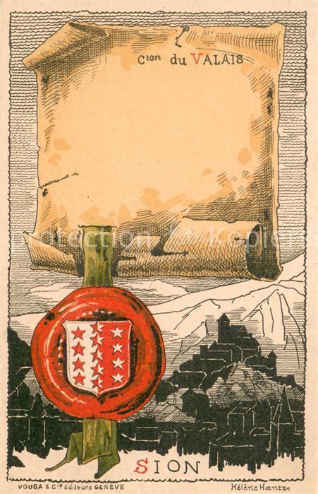 Sion  Sitten Seduno VS Wappen Künstlerkarte Helene Hantz