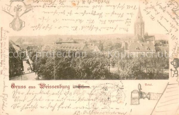 Weissenburg 67 Wissembourg Alsace Totalansicht mit Kirche