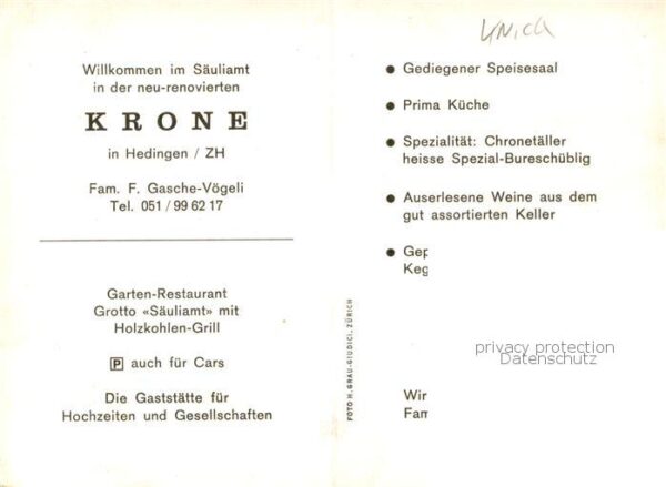 Hedingen ZH Gasthof zur Krone Restaurant Kegelbahn – Bild 2