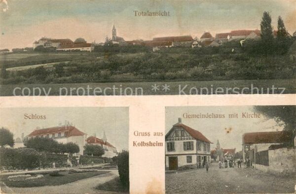 Kolbsheim 67 Panorama Schloss Gemeindehaus mit Kirch