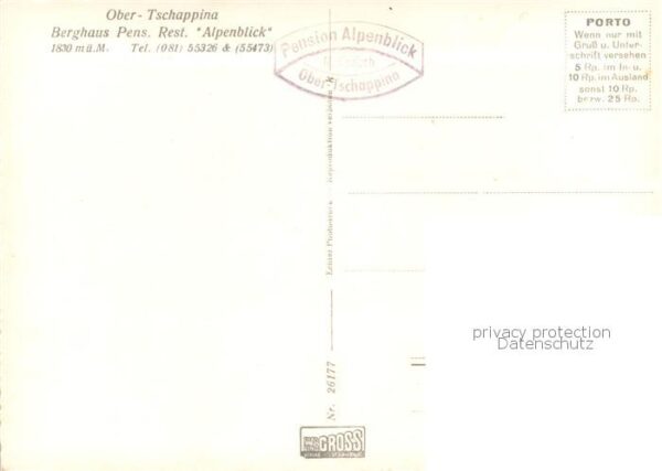 Ober-Tschappina Obertschappina GR Berghaus Pension Restaurant Alpenblick – Bild 2
