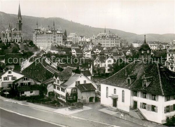Wiedikon ZH Teilansicht mit Kirche Repro