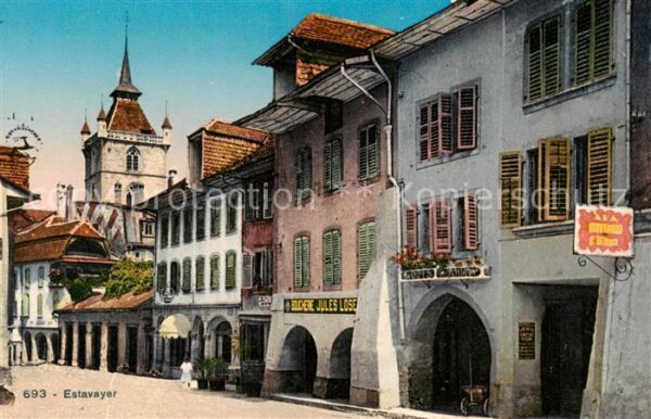Estavayer -le-Lac FR Dorfpartie m. Geschäften