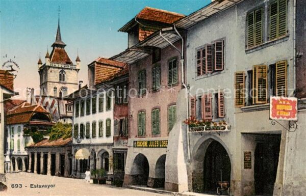 Estavayer -le-Lac FR Dorfpartie m. Geschäften