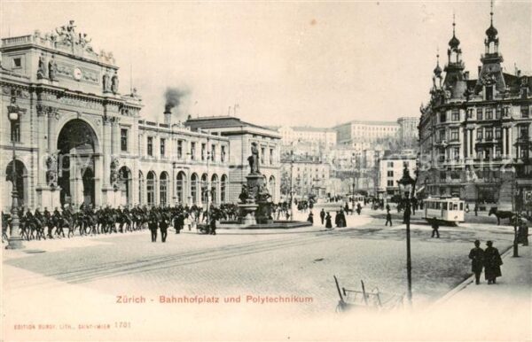 Zuerich ZH Bahnhofplatz u. Polytechnikum m. Strass