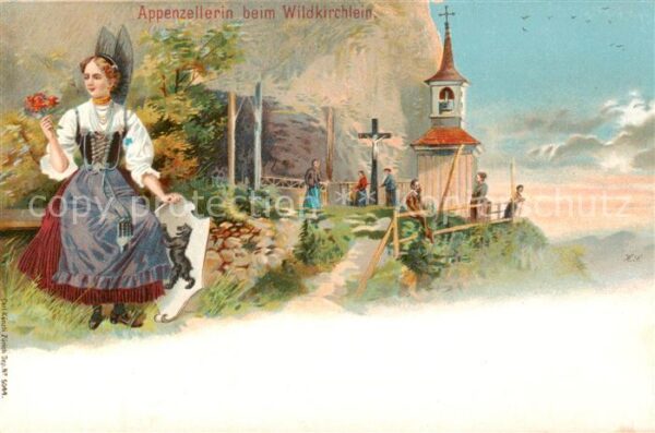 Appenzell IR Appenzellerin beim Wildkirchlein