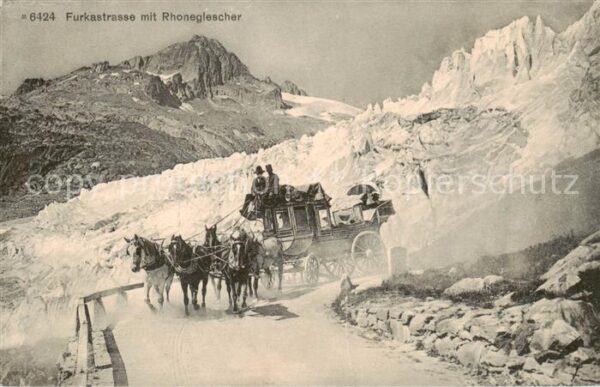 Furkastrasse UR Furkastrasse m. Rhonegletscher u. Kutsc