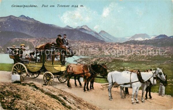 Grimsel Passhoehe Post am Totensee m. Kutsche