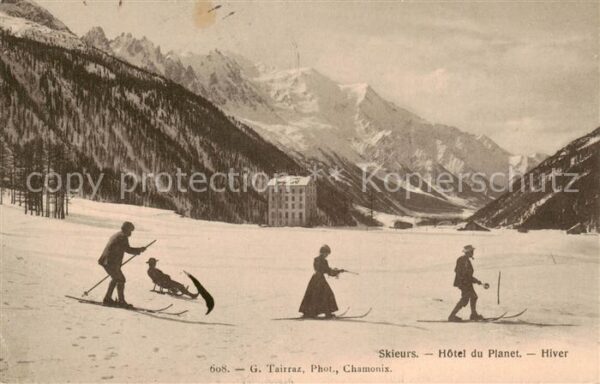 Chamonix 74 Haute-Savoie Skieurs - Hotel du Planet - Winter