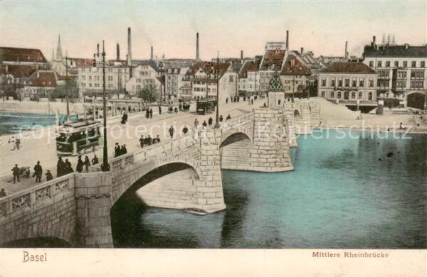 Basel BS Mittlere Rheinbrücke m. Strassenbahnen