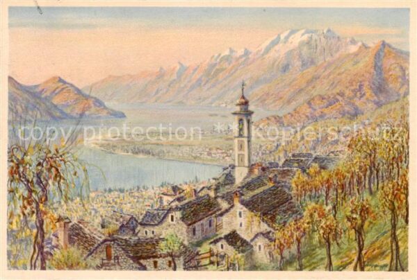 Brione-Verzasca Minusio TI Locarno visto da Brione - Künstlerkarte