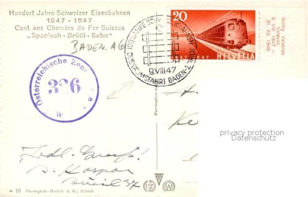 Baden  AG Hundert Jahre Schweizer Eisenbahn - Spa – Bild 2