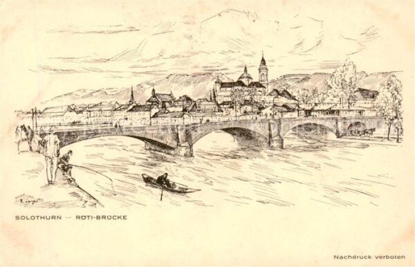 Solothurn Rüti-Brücke Künstlerkarte R. Jarger