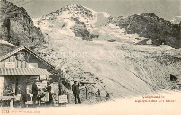 Eigergletscher BE Jungfraubahn u. Mönch m. Gletscher