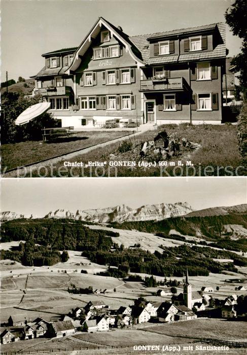 Gonten IR Gesamtansicht m. Säntiskette u. Chalet-