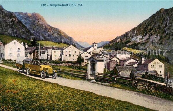 Simplon Dorf Simplondorf VS Ortsmotiv mit Kirche Automobil