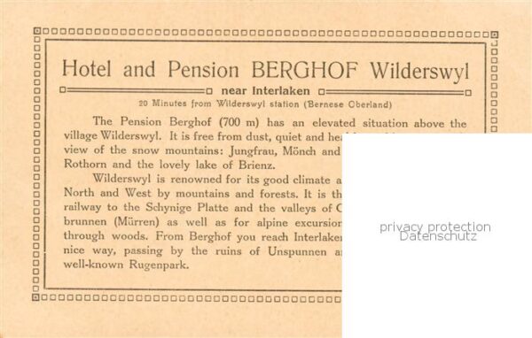 Wilderswyl Wilderswil BE Hotel Pension Berghof Berner Alpen – Bild 2